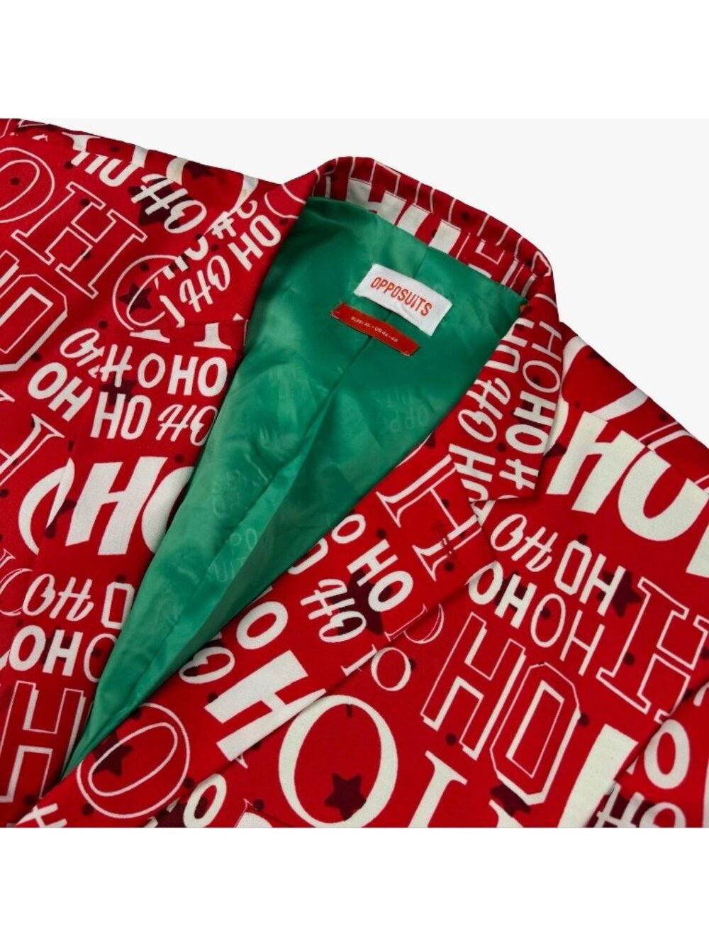 OppoSuits Men's Christmas HoHo 2-Button Blazer Red/White • 46R XL